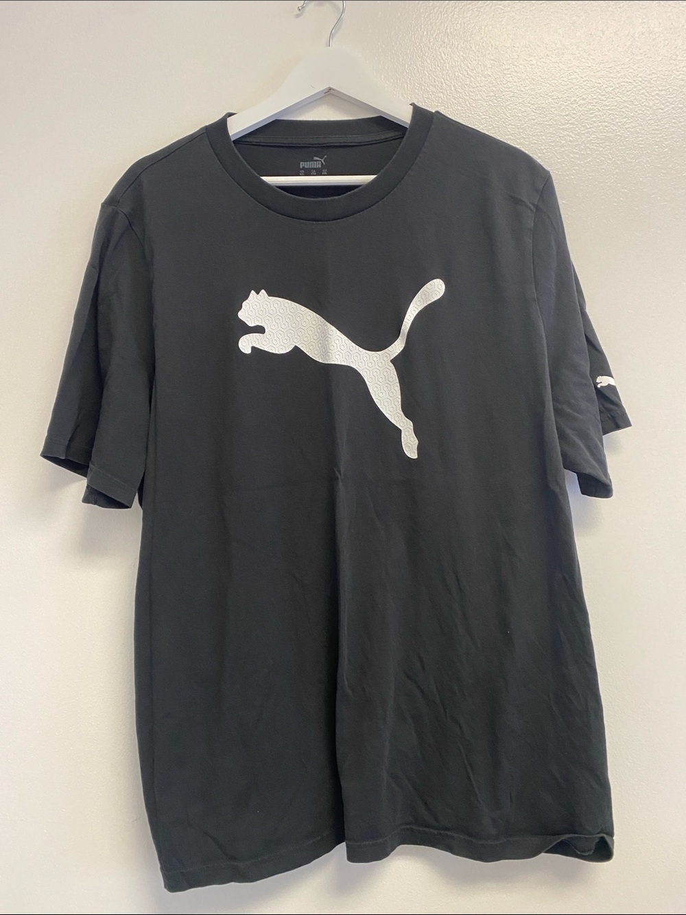 Puma Black T-Shirt with White Puma Cat Logo